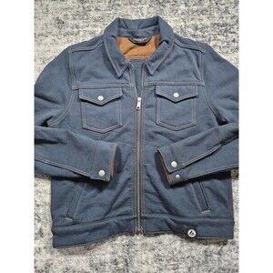 American Giant Fleece Trucker Zip Up Jacket Blue Women’s Size Large Made In USA